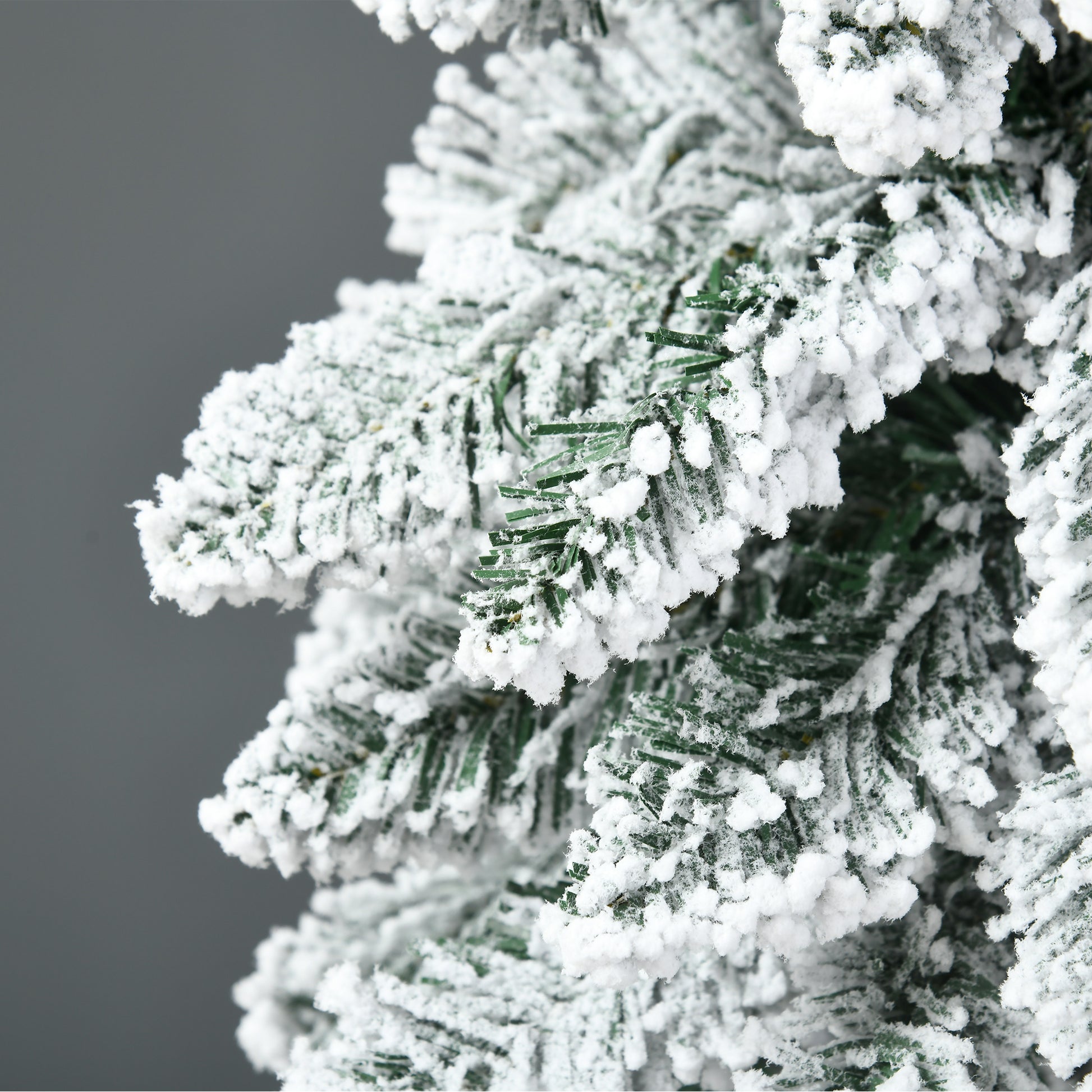 6' Artificial Slim Flocked Christmas Trees, with Snow Frosted Branches, Downswept Shape, Steel Base, Green Artificial Christmas Trees   at Gallery Canada