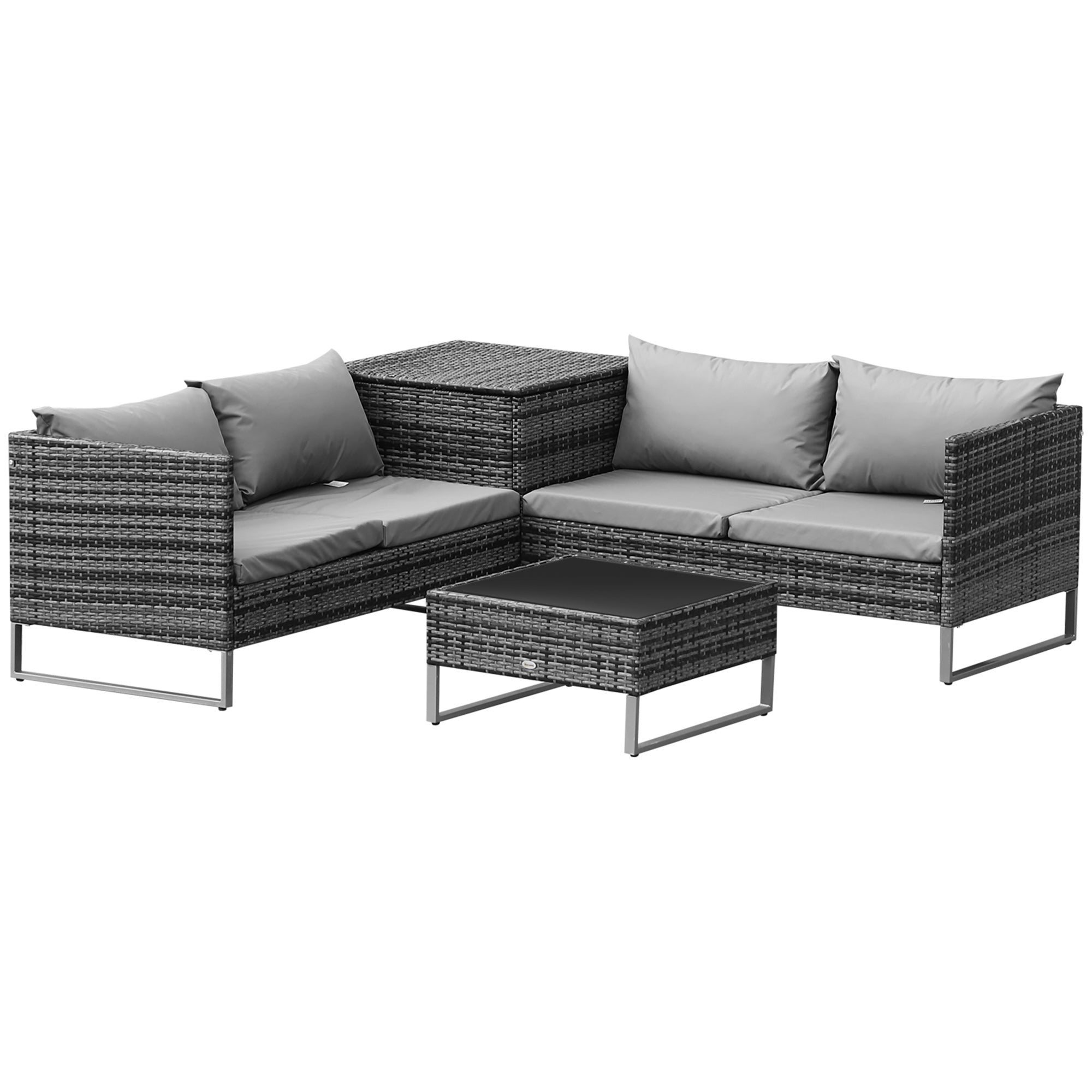 4 Piece Patio Furniture Set with Coffee Table and Corner Table for Backyard, Porch, Poolside, Balcony, Garden Patio Furniture Sets Mixed Grey  at Gallery Canada