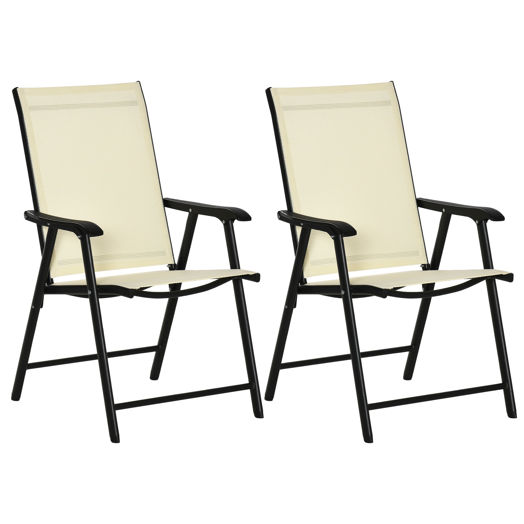 Outdoor Dining Chairs Set of 2, Folding Patio Dining Set with Texteline and Steel Frame for Park Convenient Seat Patio Chairs Multi Colour  at Gallery Canada