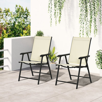 Outdoor Dining Chairs Set of 2, Folding Patio Dining Set with Texteline and Steel Frame for Park Convenient Seat Patio Chairs   at Gallery Canada