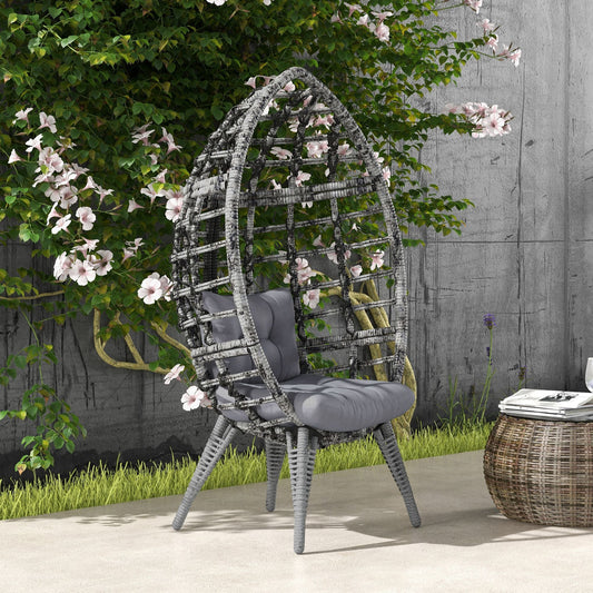 Height Adjustable Outdoor Egg Chair with Cushion, 352lbs Capacity, Light Grey Patio Chairs Multi Colour  at Gallery Canada