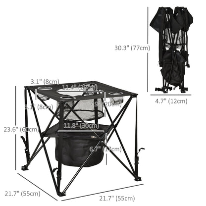 Outdoor Folding Camping Table, 22" Portable Picnic Table w/ Cooler, Holders, Carry Bag for Travel Hiking Fishing Beach Picnic Tables & Camping Chairs   at Gallery Canada