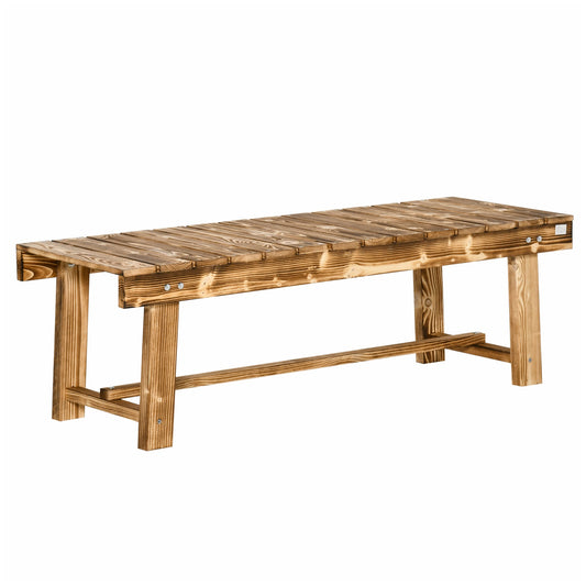 Outdoor Garden Bench, Backless Patio Fir Wood Stool, Armless Loveseat, 43.25" x 15" x 13.75", Carbonized Outdoor Benches Carbonized  at Gallery Canada