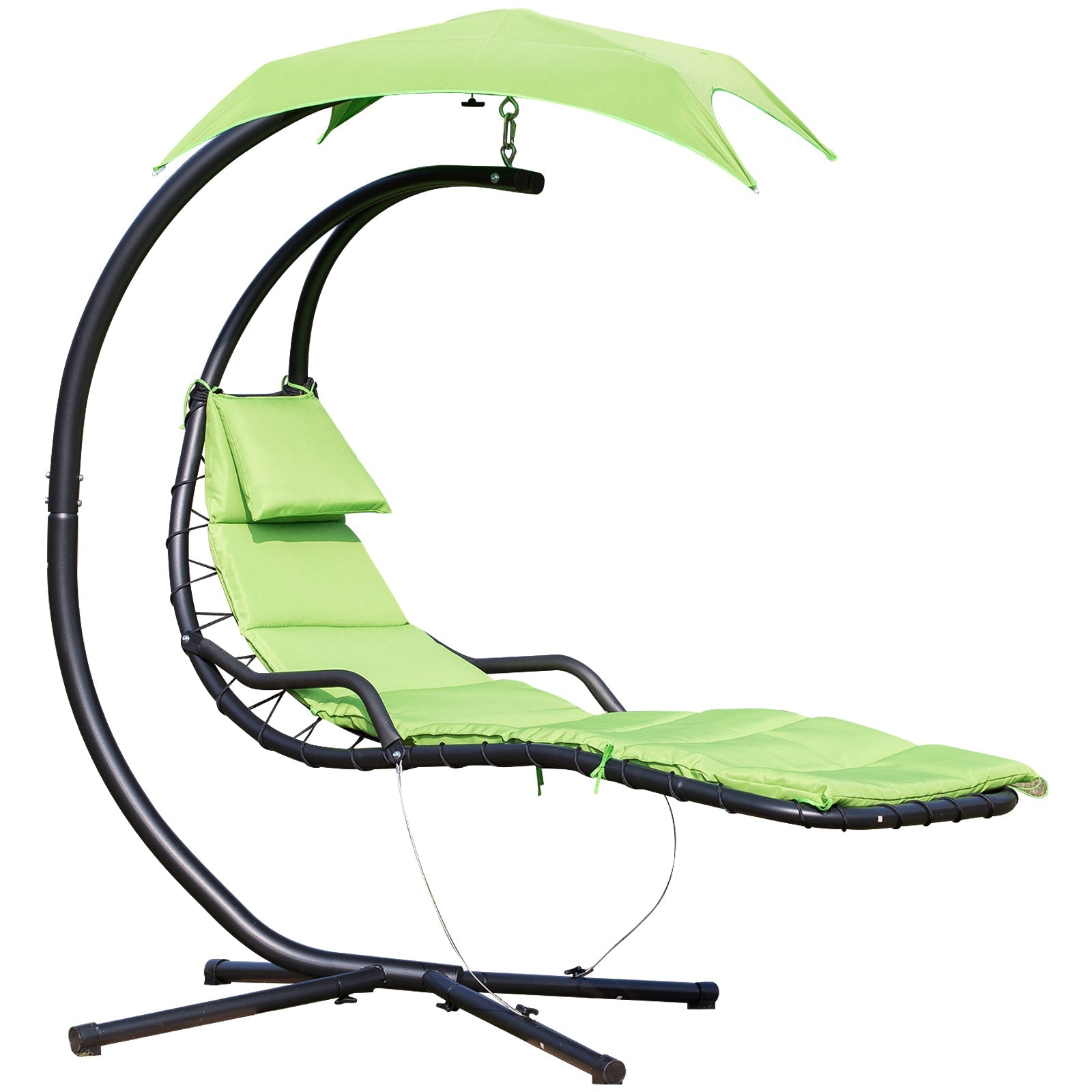 Floating Chaise Lounge Chair with Stand, Canopy, Cushion, Green Hammock Seat Patio Swings with Stand Green  at Gallery Canada