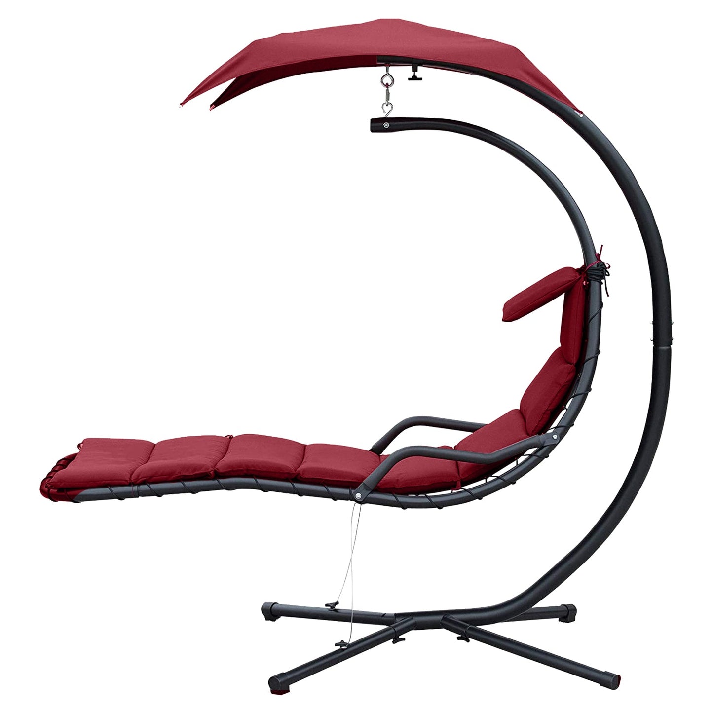 Floating Chaise Lounge Hammock Chair with Stand and Canopy, Wine Red Patio Swings with Stand   at Gallery Canada