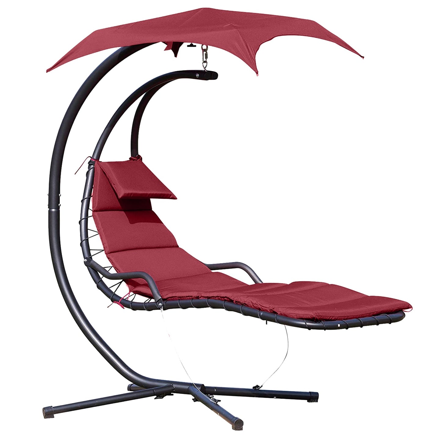 Floating Chaise Lounge Hammock Chair with Stand and Canopy, Wine Red Patio Swings with Stand Wine Red  at Gallery Canada