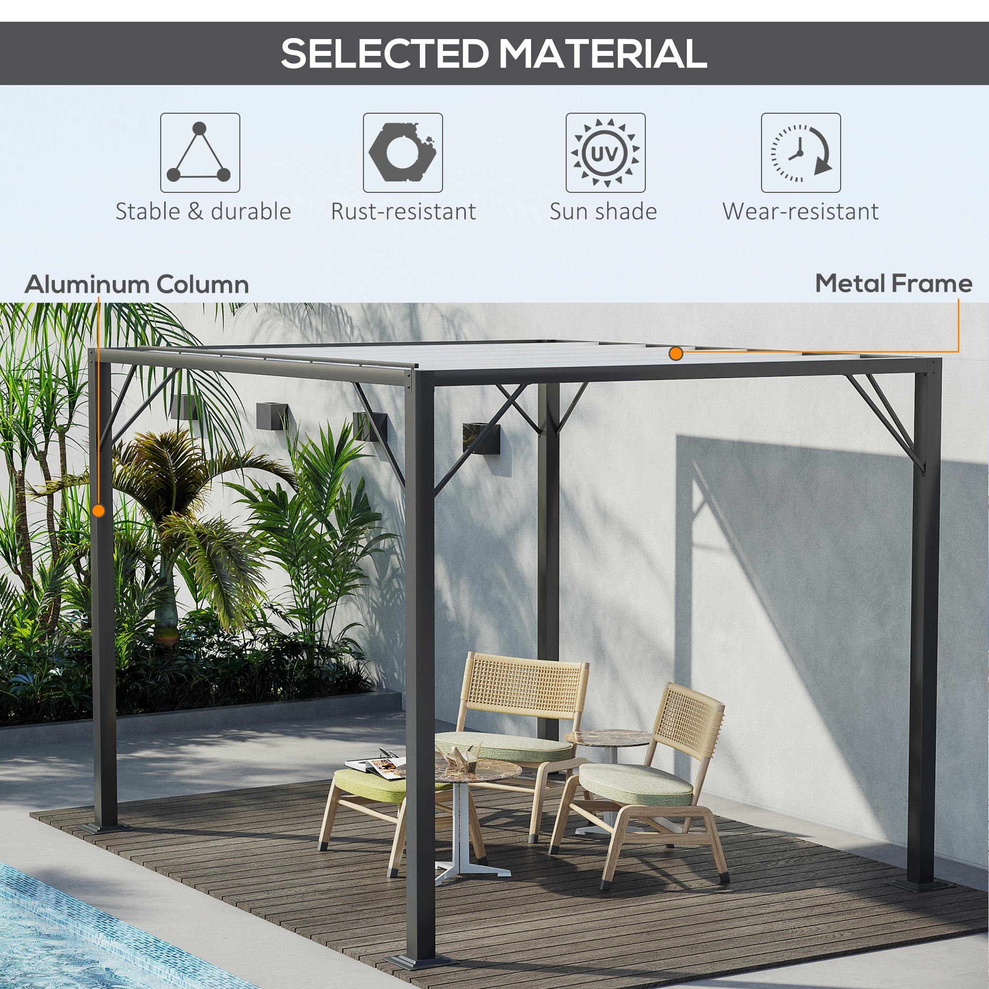 Outdoor Louvered Pergola 9.5' x 8' Aluminum Patio Gazebo Sun Shade Shelter with Adjustable Breathable Mesh Roof, White Pergolas   at Gallery Canada