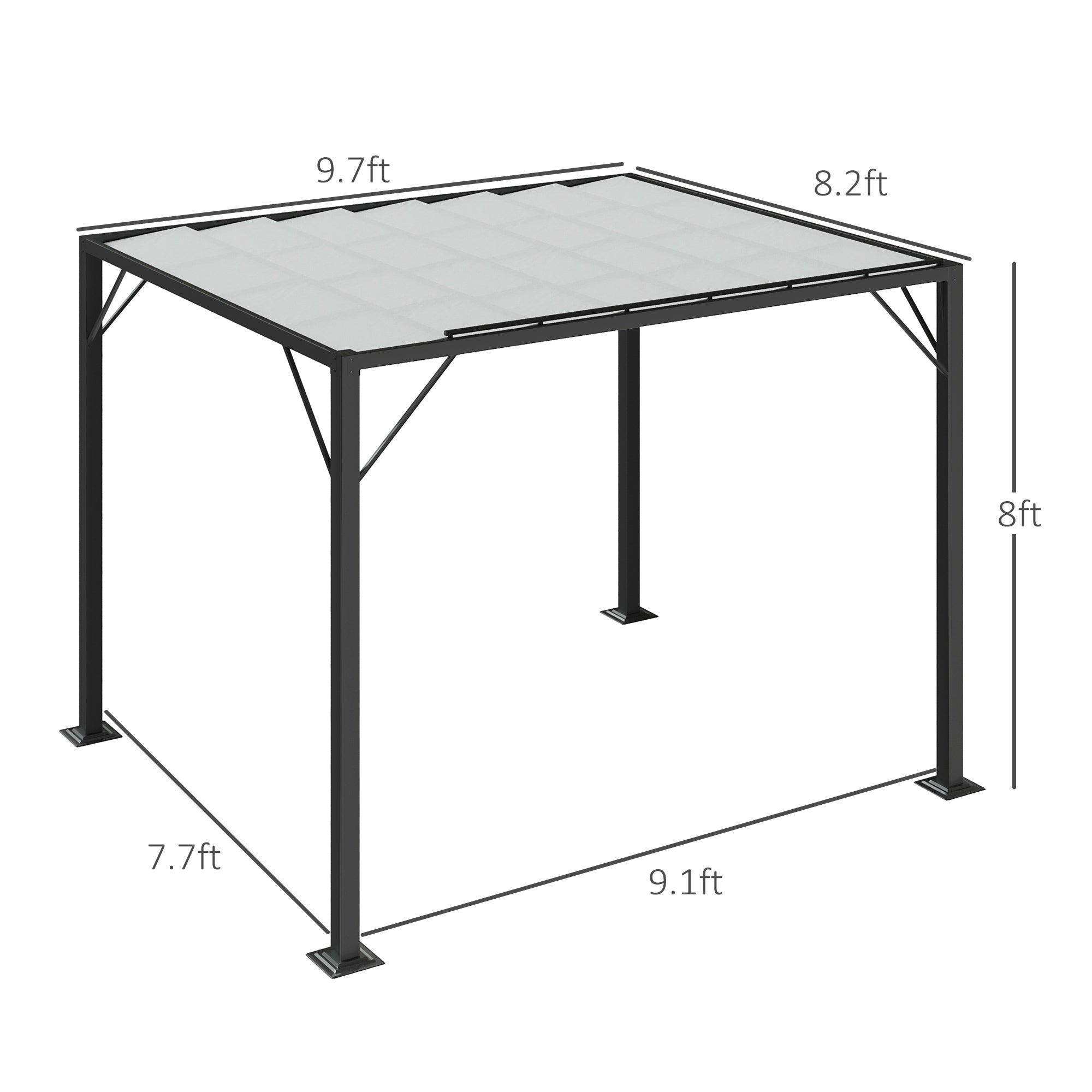 Outdoor Louvered Pergola 9.5' x 8' Aluminum Patio Gazebo Sun Shade Shelter with Adjustable Breathable Mesh Roof, White Pergolas   at Gallery Canada