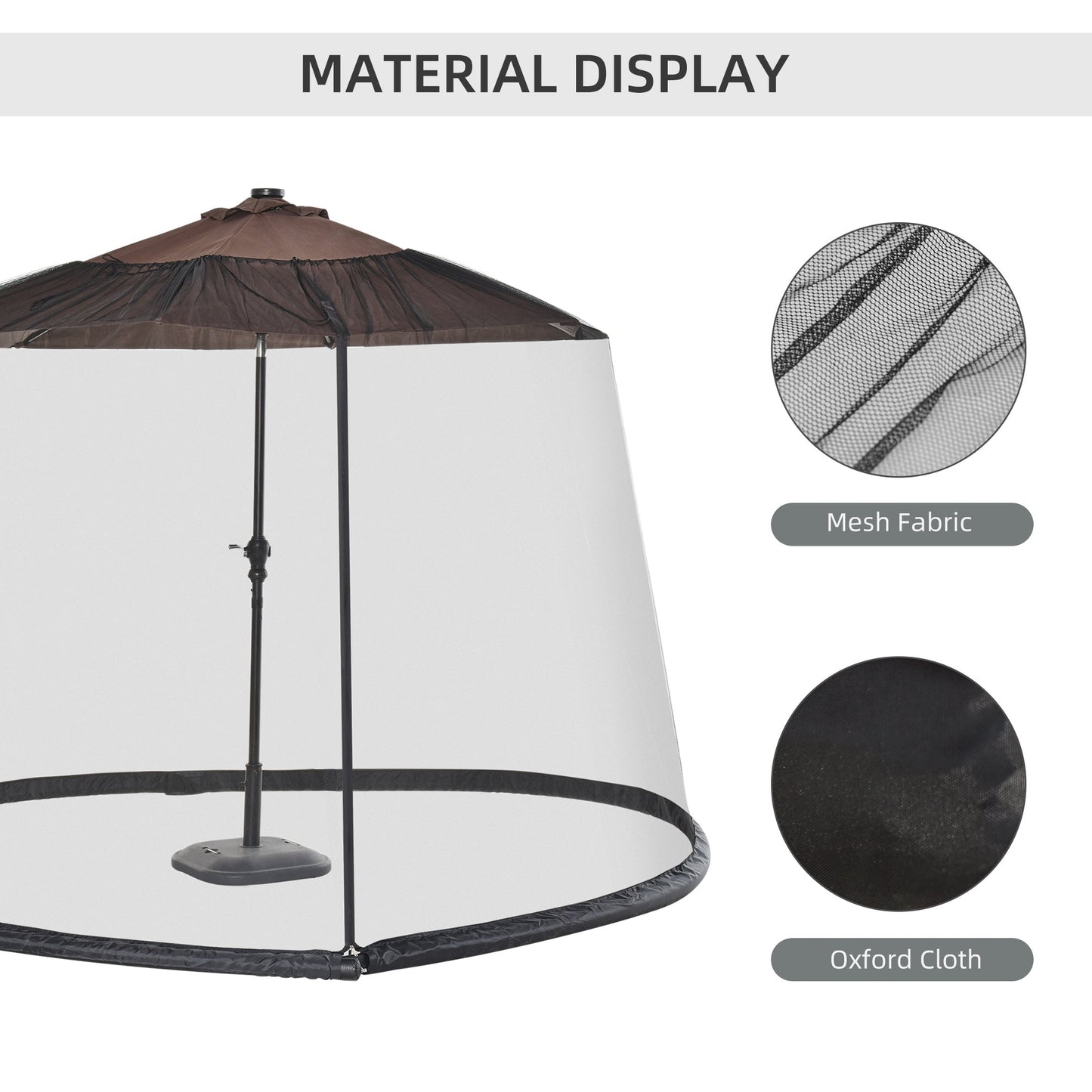 Outdoor Patio 7.5ft Umbrella Table Screen Mosquito Bug Net Garden Large Umbrella Cover Netting with Zippered Door, Black (Mosquito Netting ONLY) Gazebo Sidewalls   at Gallery Canada