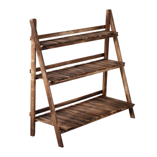 Outdoor Plant Stand, Foldable Flower Stand 3-Tier Wooden Plant Shelf for Garden Indoor Outdoor, 16" x 15" x 37'' - Gallery Canada