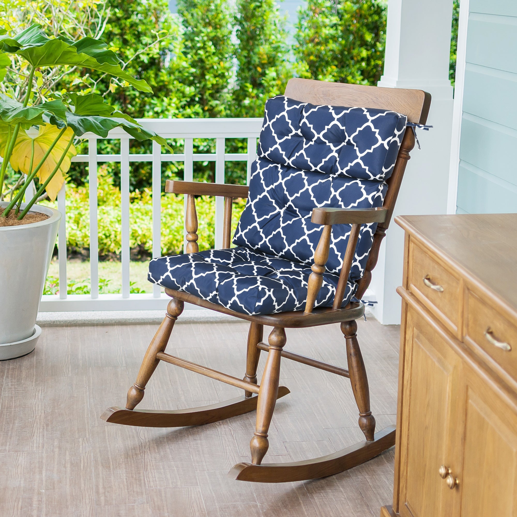 Outdoor Seat/Back Chair Cushion, One-Piece Patio Chair Cushion Replacement, Tufted Pillow with Thick Filling and String Ties, Blue Patio Chair Cushions   at Gallery Canada