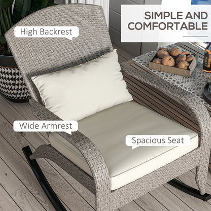 Adirondack Chair, Outdoor Wicker Rocking Chair with High Back, Seat Cushion and Pillow for Porch, Balcony, Cream White Patio Chairs   at Gallery Canada