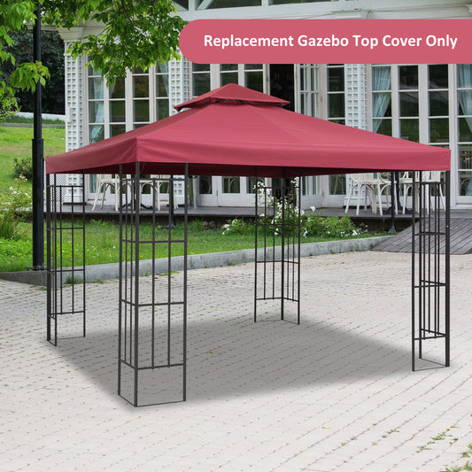 9.8' x 9.8' Square 2-Tier Gazebo Canopy Replacement Top Cover Outdoor Garden Sun Shade, Wine Red Gazebo Canopy Replacement Red  at Gallery Canada