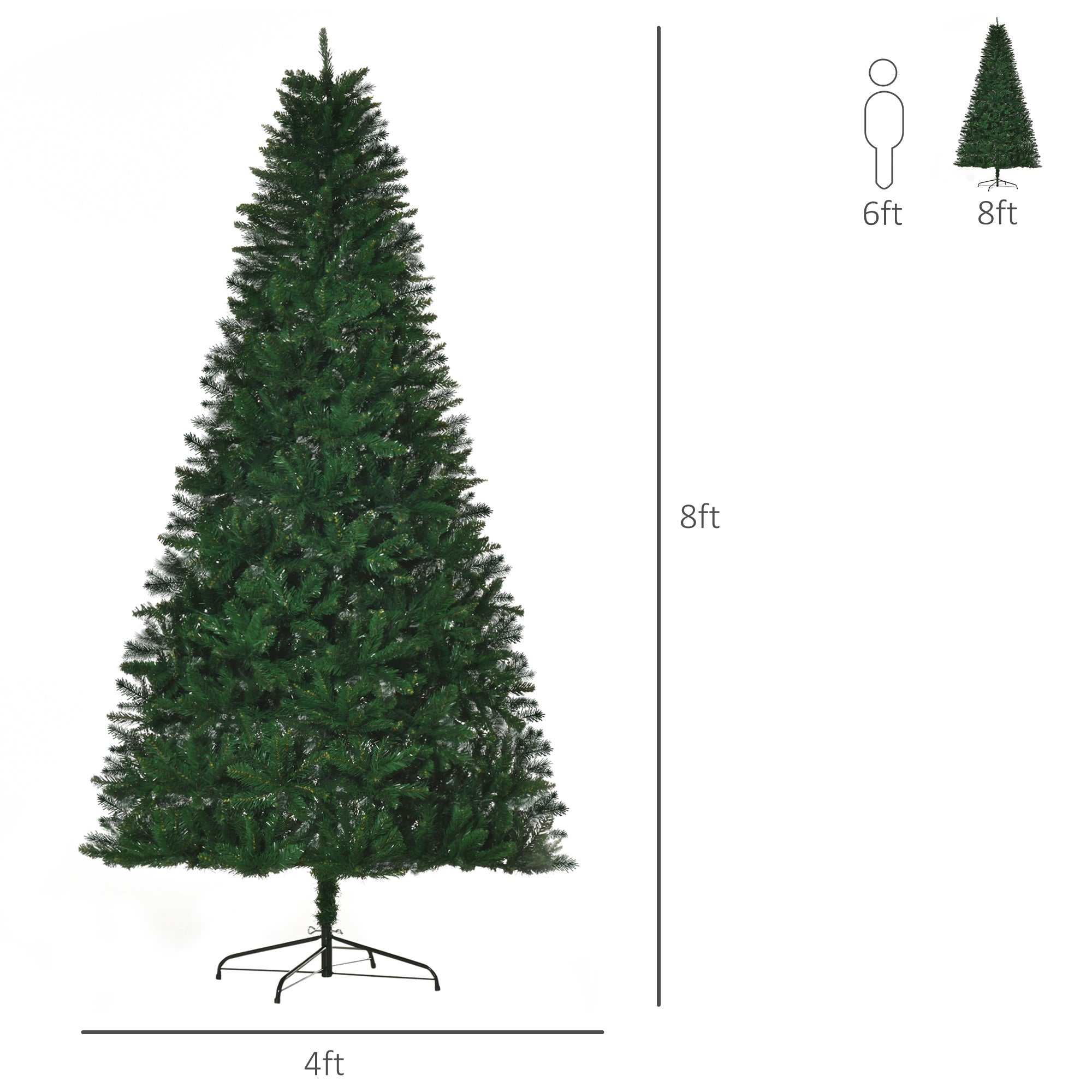 8FT Artificial Christmas Tree Holiday Indoor Home Xmas Decoration for Party, with Foldable Base, Green Artificial Christmas Trees   at Gallery Canada