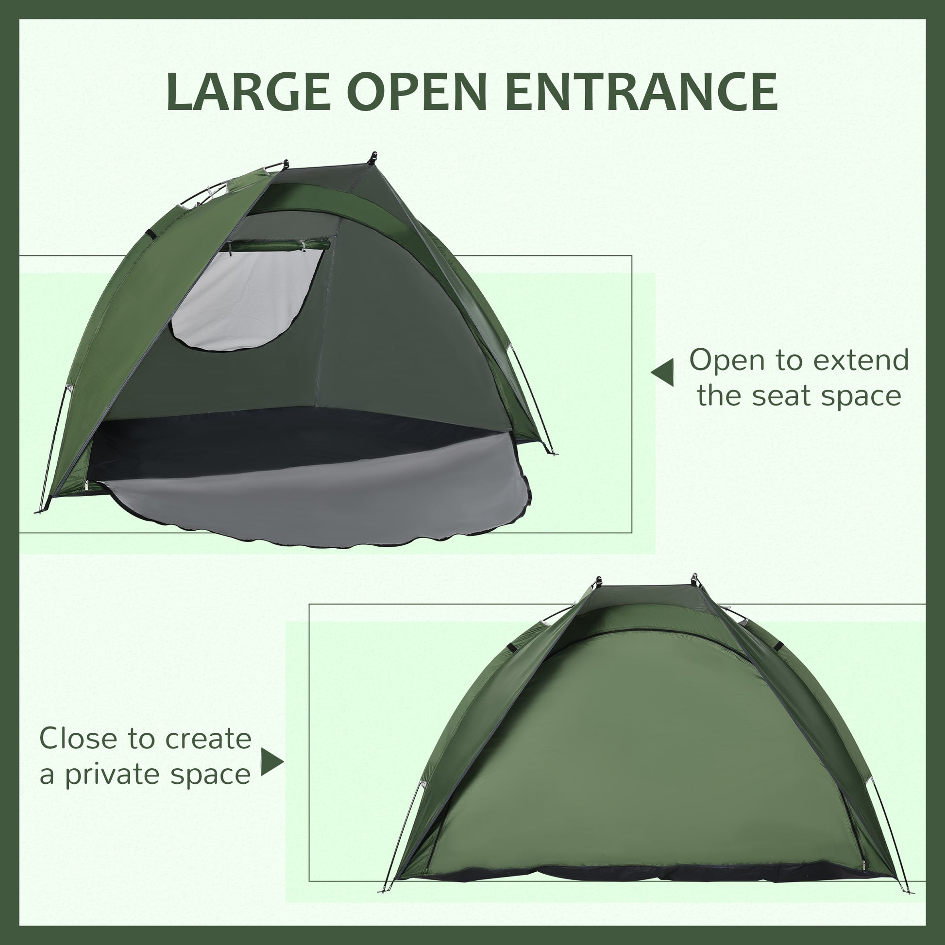 Pop Up Tent, Beach Tent, UV Protected Sun Shelter with Carry Bag and Ground Stakes for 2-3 Person, Green Beach Accessories   at Gallery Canada