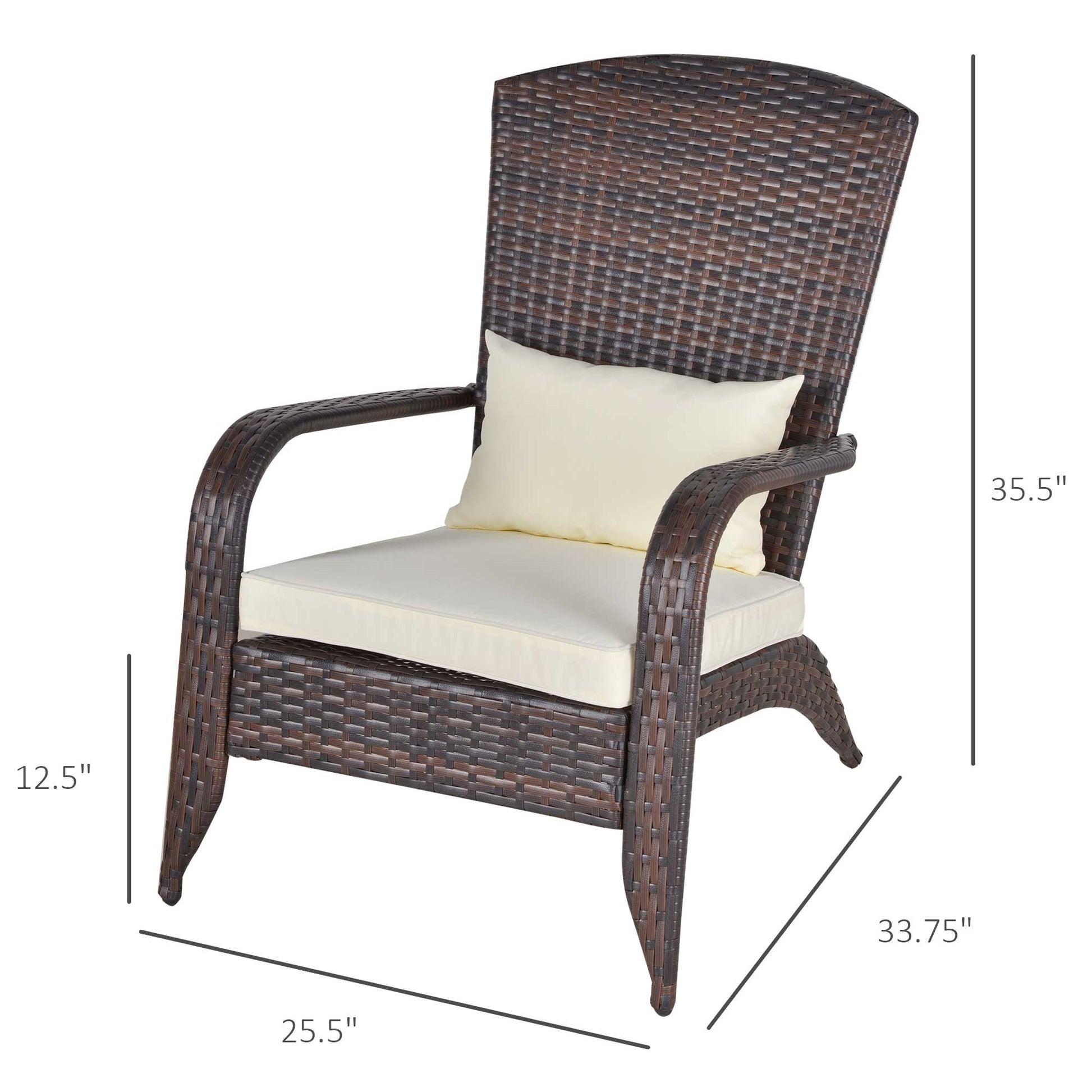 Patio Adirondack Chair, Outdoor PE Rattan Muskoka Chair, Fire Pit Chair with Cushion for Poolside, Balcony, Patio, Deck Garden, Backyard, Cream Patio Chairs   at Gallery Canada