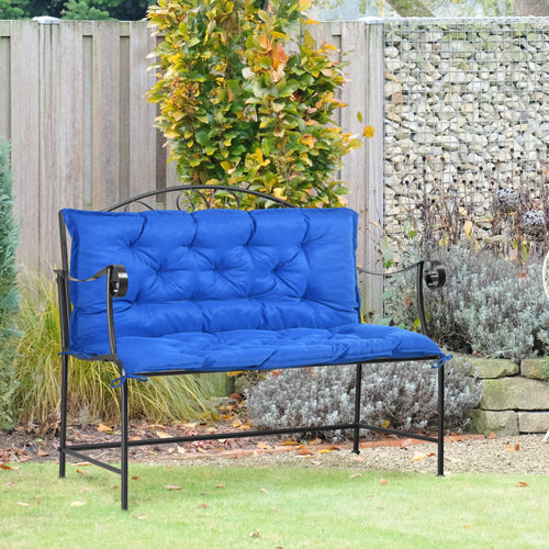 Patio Bench Cushion, 4.7 Inch Thick Outdoor Seat Cushions with Backrest, Thick Filling and String Ties, 2 Seater, Blue