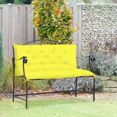 Patio Bench Cushion, 4.7 Inch Thick Outdoor Seat Cushions with Backrest, Thick Filling and String Ties, 2 Seater, Yellow