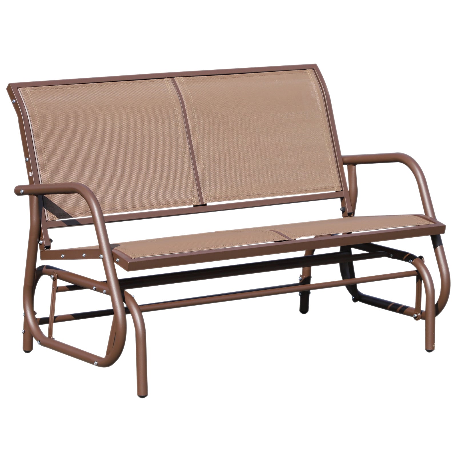 Patio Double Glider Outdoor Steel Sling Fabric Gliding Bench Garden Swing Chair Heavy-Duty Porch Rocker Garden Loveseat Coffee Brown Outdoor Gliders Multi Colour  at Gallery Canada