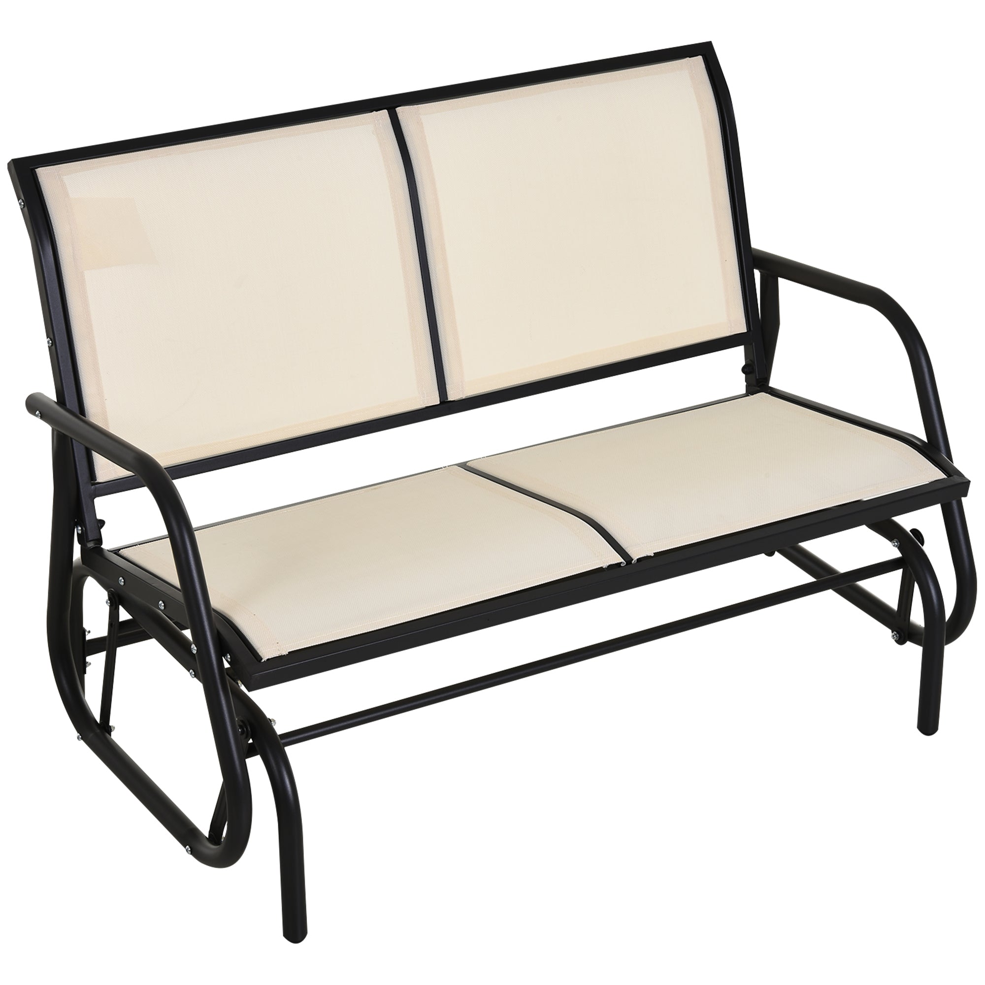 Patio Double Glider Outdoor Steel Sling Fabric Gliding Bench Garden Swing Chair Heavy-Duty Porch Rocker Garden Loveseat Cream Outdoor Gliders Multi Colour  at Gallery Canada