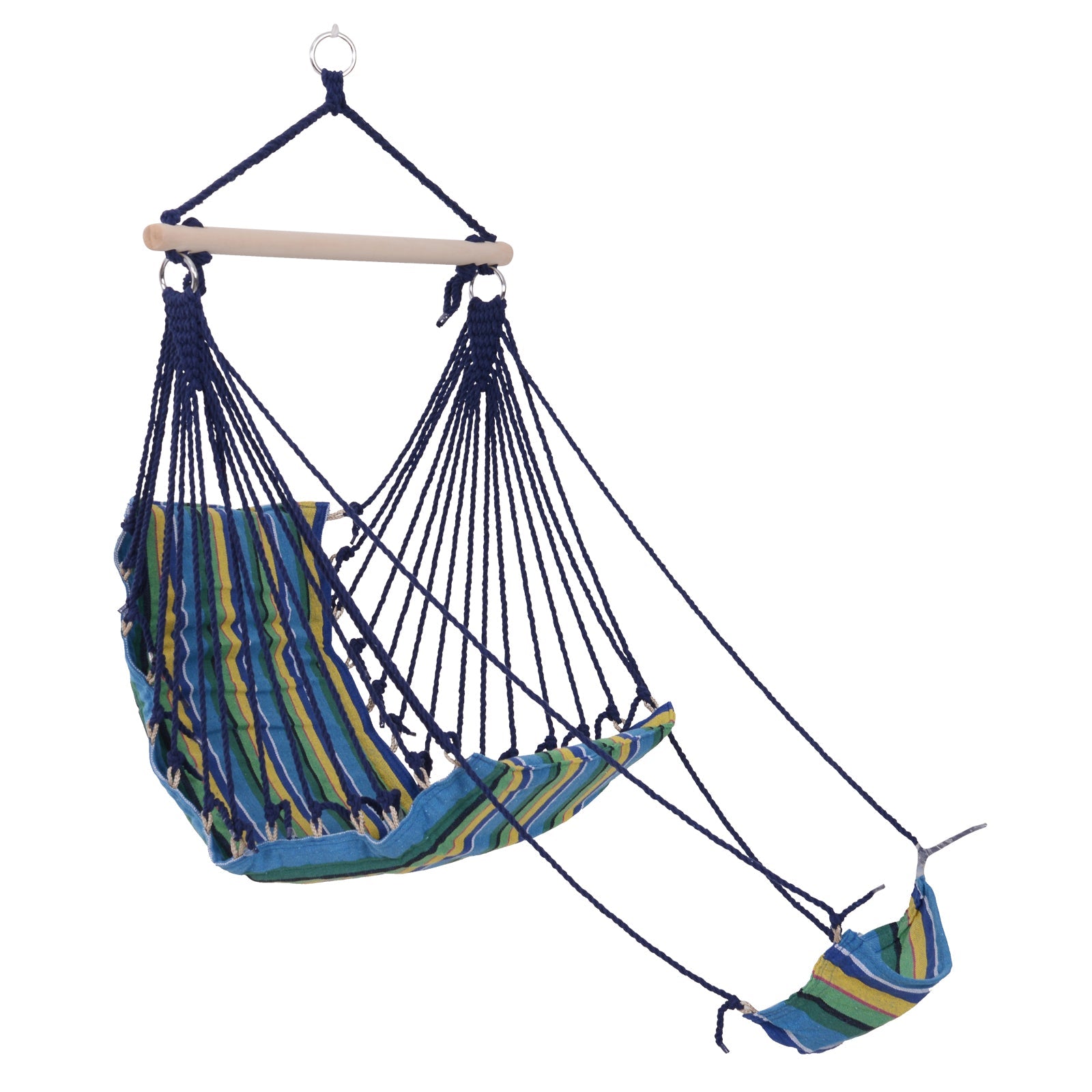 Patio Hammock Chair, Hanging Hammock Padded Seat Air Deluxe Sky Swing with Footrest for Any Indoor or Outdoor Spaces Camping Sleeping Reclining Chair Hammock Swings Blue and Yellow  at Gallery Canada