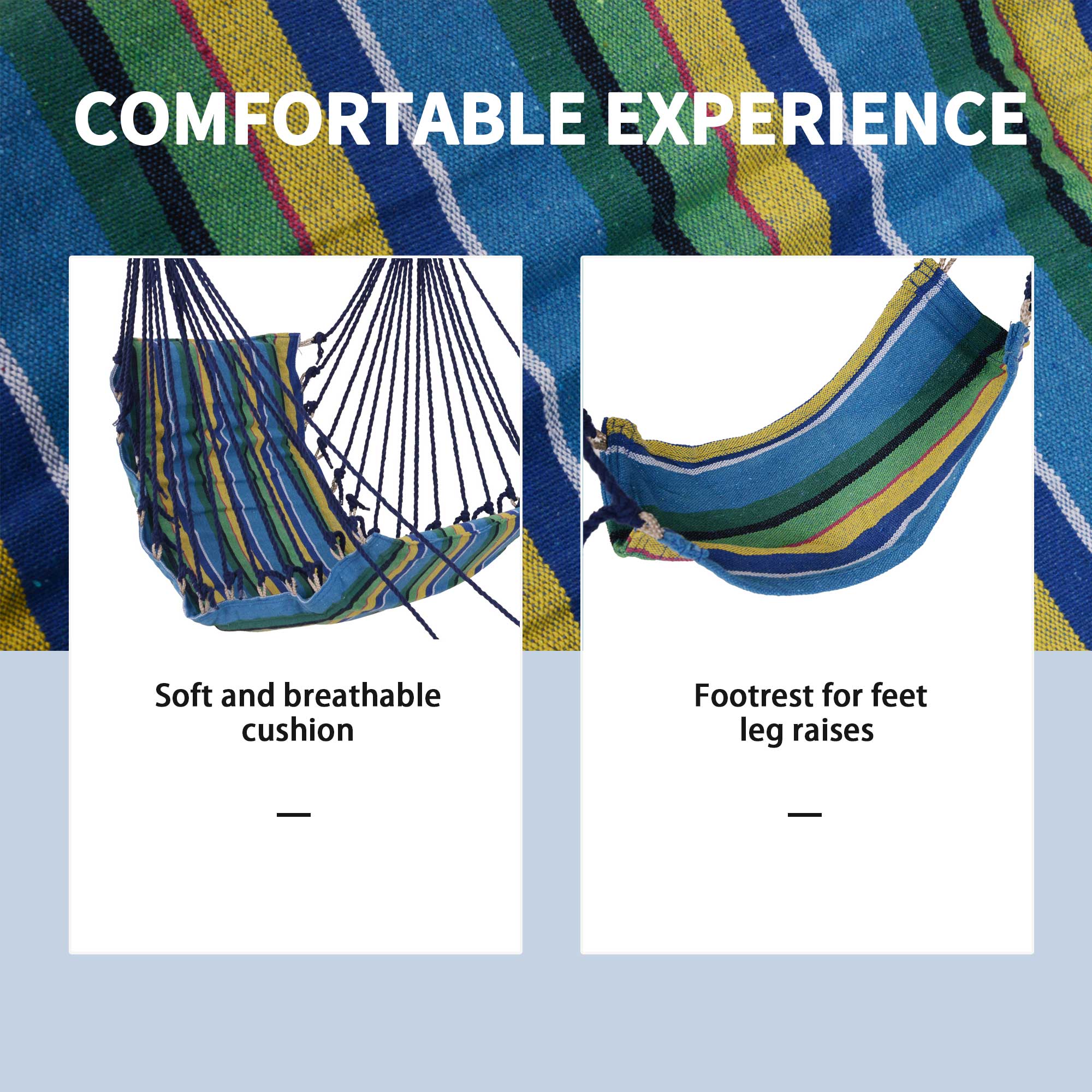 Patio Hammock Chair, Hanging Hammock Padded Seat Air Deluxe Sky Swing with Footrest for Any Indoor or Outdoor Spaces Camping Sleeping Reclining Chair Hammock Swings   at Gallery Canada