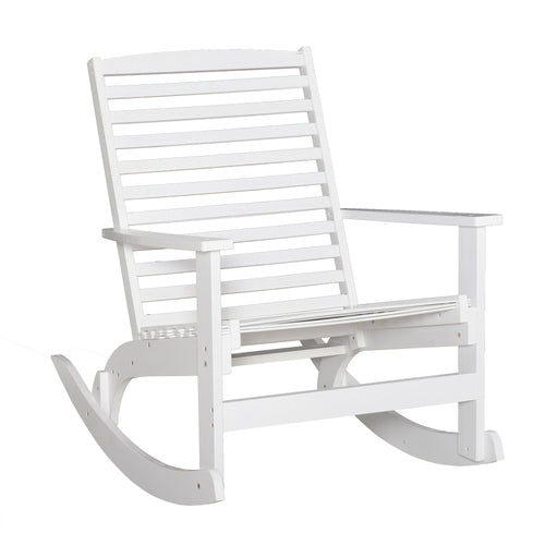 Patio Rocking Chair Non-slip Porch Rocker for Balcony Garden Terrace Bamboo White