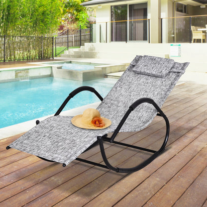 Patio Texteline Rocking Lounge Chair Zero Gravity Rocker Outdoor Recliner Seat w/ Padded Pillow Grey Outdoor Rocking Chairs   at Gallery Canada