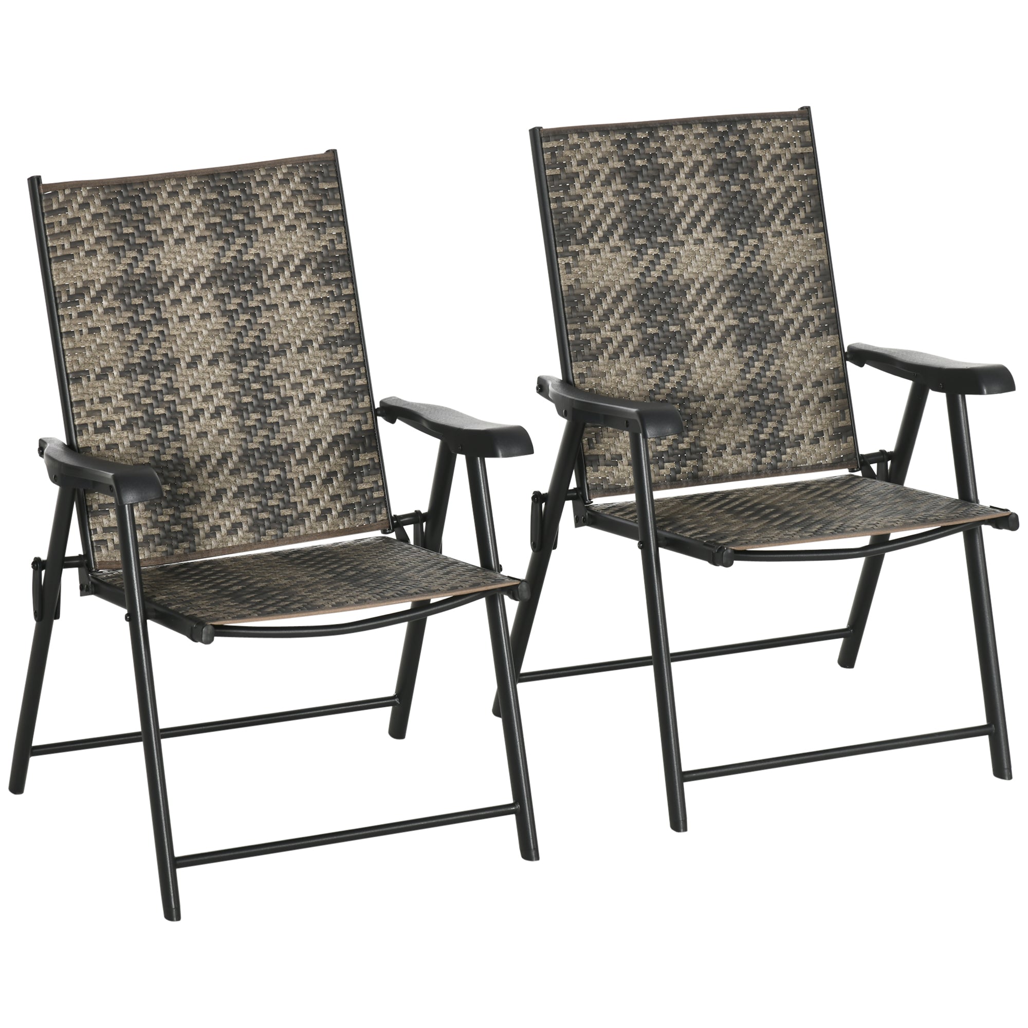 Patio Wicker Dining Chair Set of 2, Outdoor Dining Chair Set, PE Rattan Foldable Chair with Steel Frame for Garden, Backyard, Porch, Gray Patio Chairs Multi Colour  at Gallery Canada