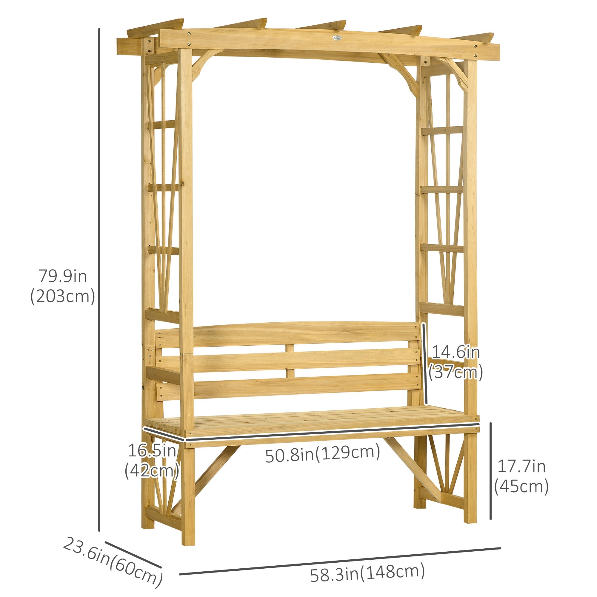 Patio Wooden Bench, Outdoor Bench for Vines/Climbing Plants, Light Brown Outdoor Benches   at Gallery Canada