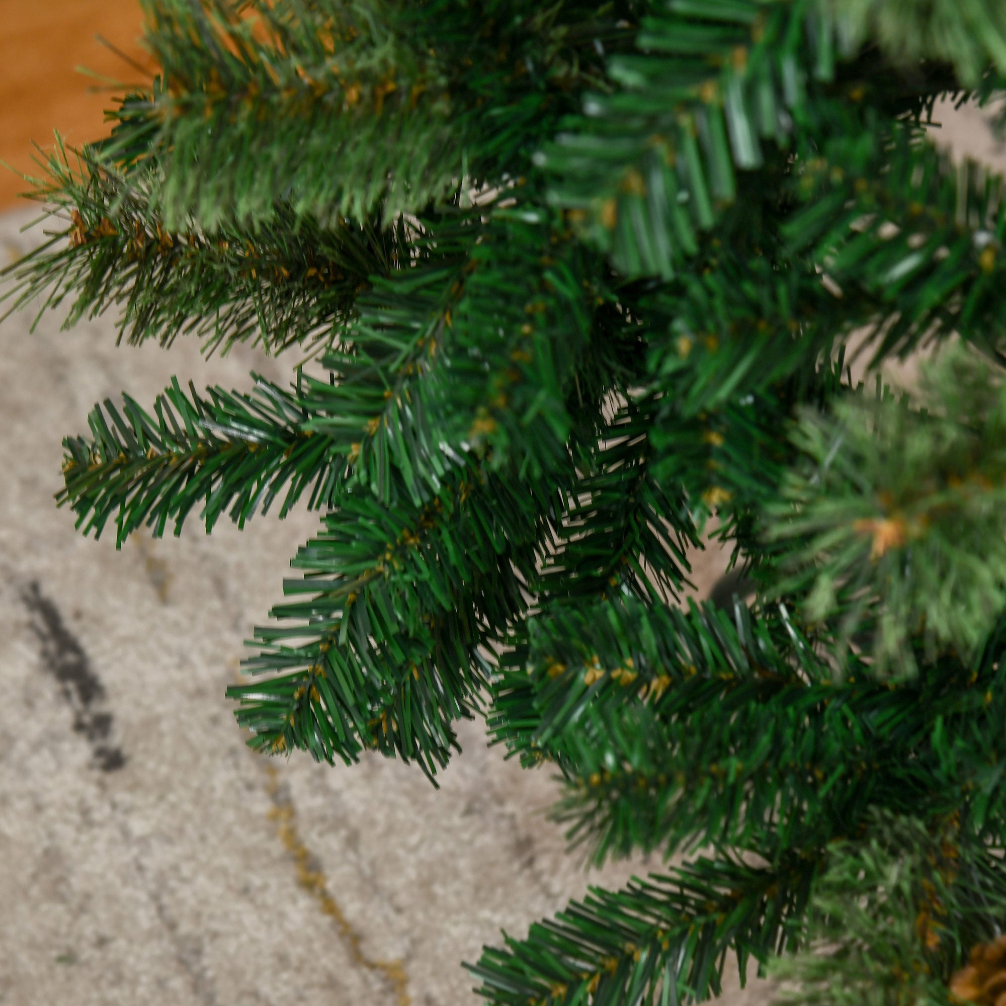 7.5ft Pencil Christmas Tree, Artificial Christmas with Pine Needles, Realistic Branches, Pine Cones, Metal Base, Green Pencil Christmas Trees   at Gallery Canada