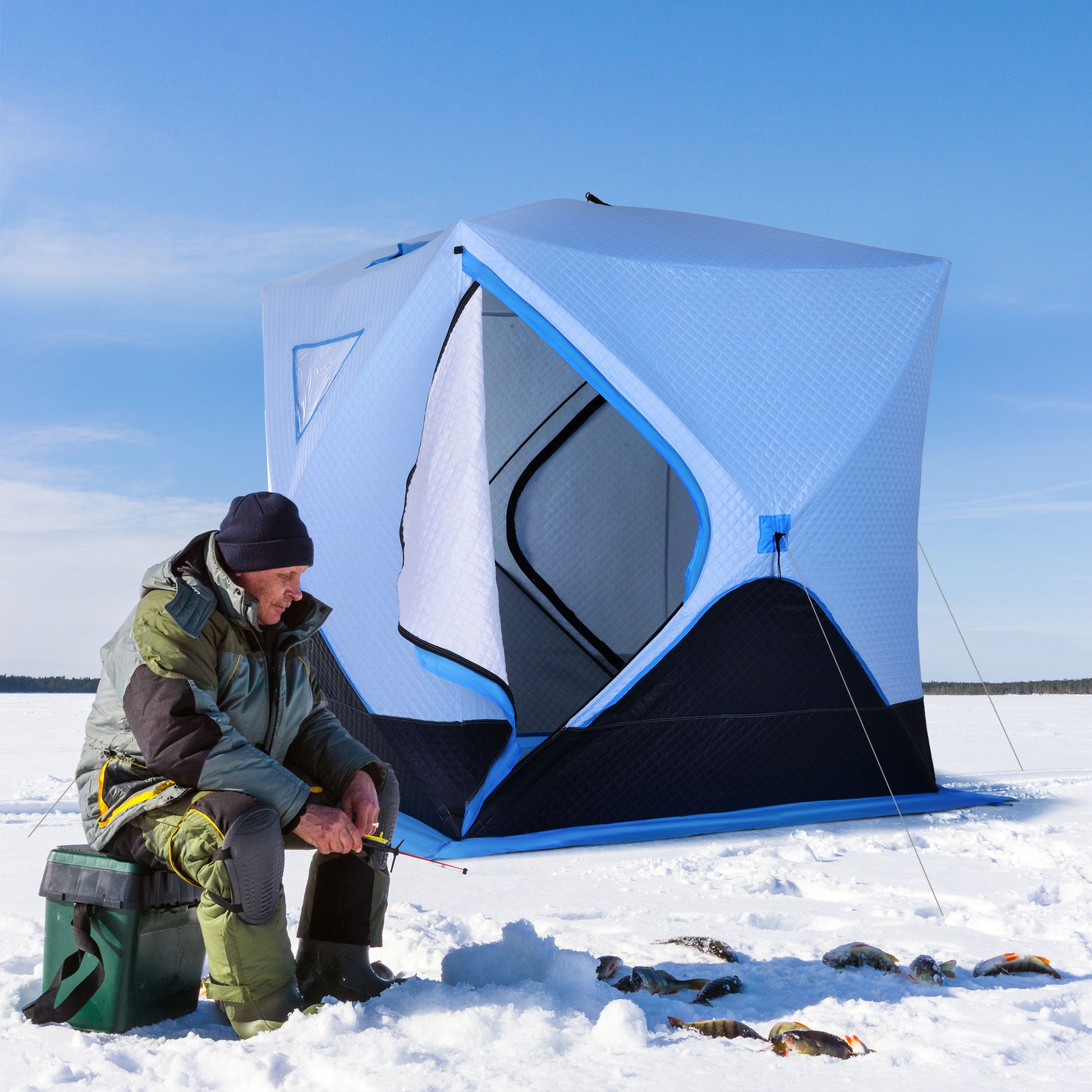 4-Person Pop-up Ice Fishing Tent, Insulated Ice Fishing Shelter with Ventilation Windows, Double Doors and Carry Bag, for Low-Temp -22℉ Ice Fishing Tents   at Gallery Canada