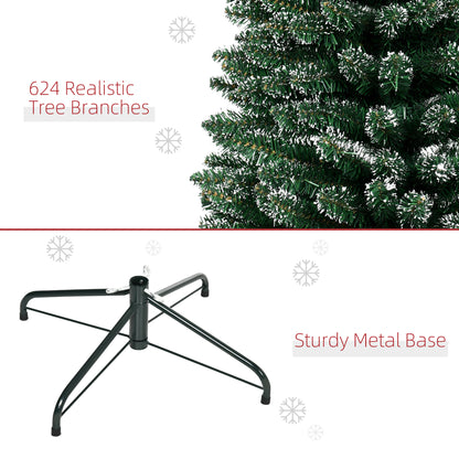 7.5FT Artificial Snow Dipped Christmas Tree Xmas Pencil Tree Holiday Home Indoor Decoration with Foldable Black Stand, Green Pencil Christmas Trees   at Gallery Canada