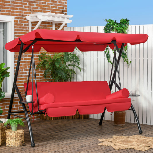 3-Seat Outdoor Patio Swing Chair, Converting Flat Bed, Canopy Swing Glider w/ Adjustable Shade, Removable Cushion and Pillows for Porch, Garden, Poolside, Backyard - Gallery Canada