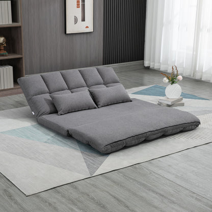 Adjustable 2-Seater Foldable Floor Sofa with 9-Position Backrest, Grey 2-Seater Sofas   at Gallery Canada