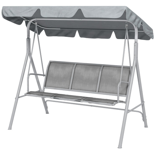 3-Seater Outdoor Swing Chair, Patio Swing, A Frame Porch Swing with Canopy, Garden Hammock Glider Bed, Light Grey