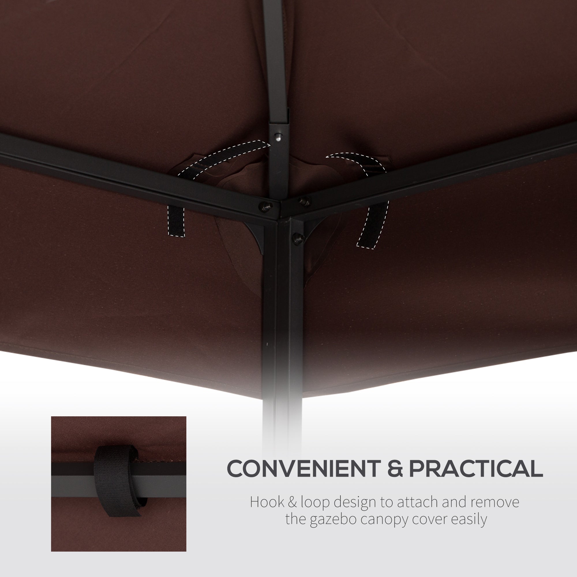 9.8' x 9.8' Square 2-Tier Gazebo Canopy Replacement Top Cover Outdoor Garden Sun Shade, Coffee Gazebo Canopy Replacement   at Gallery Canada