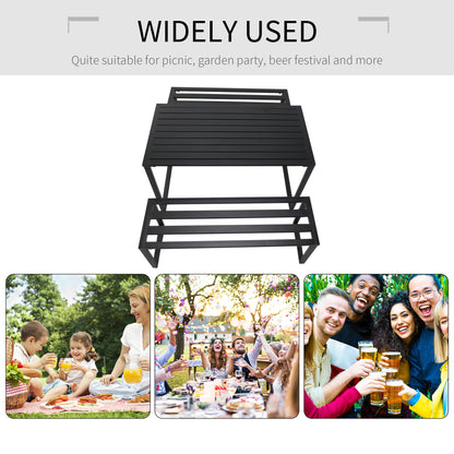 3 Pieces Outdoor Metal Picnic Table Set with 2 Benches, for Garden, Patio, Black Picnic Tables & Camping Chairs   at Gallery Canada