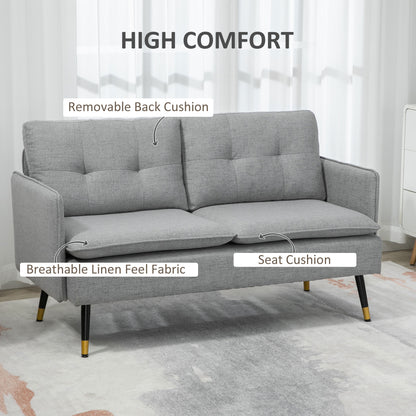 55" Loveseat Sofa for Bedroom, Modern Love Seats Furniture with Button Tufting, Upholstered Small Couch for Small Space, Grey 2-Seater Sofas   at Gallery Canada