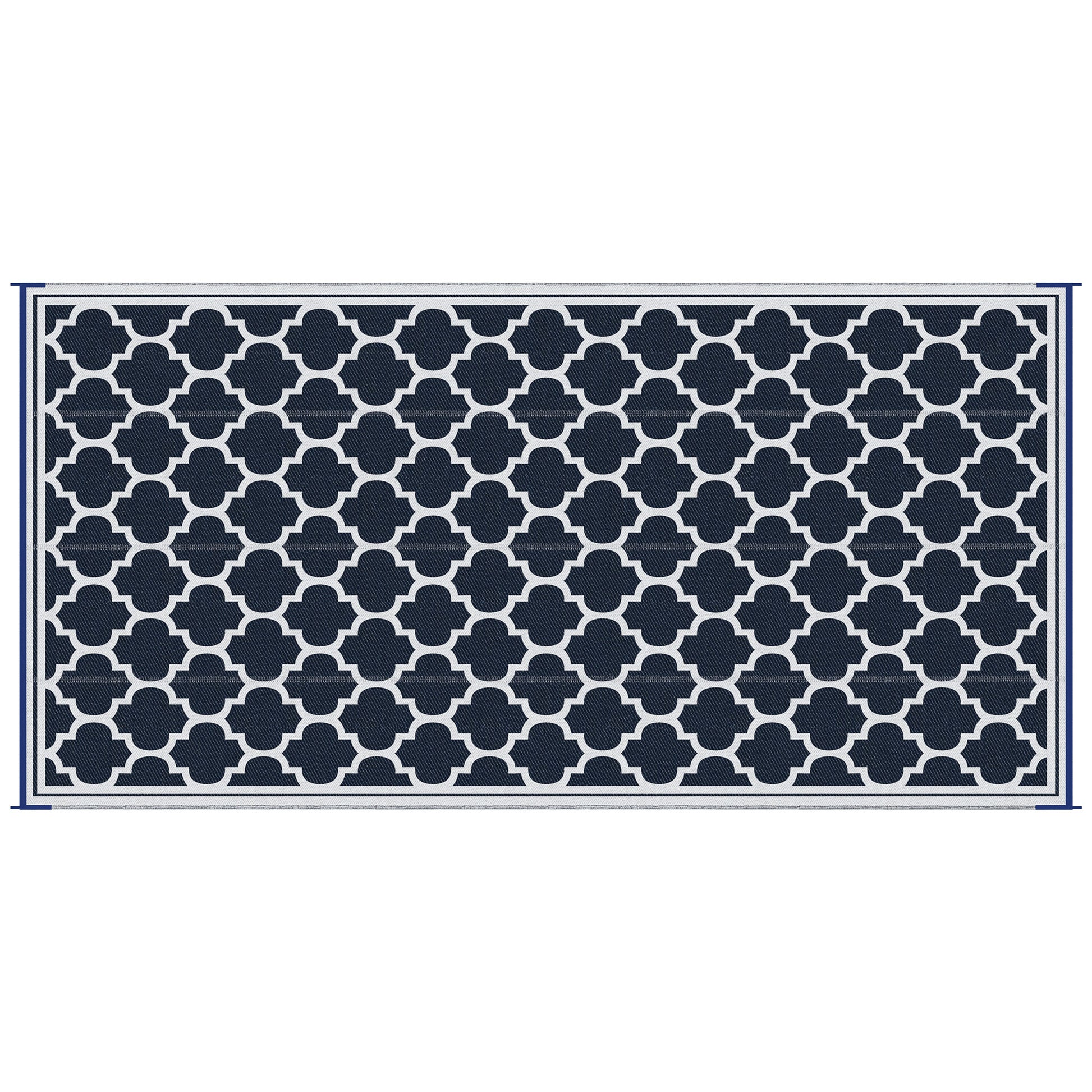 Reversible Outdoor RV Rug, 9' x 18' Patio Floor Mat, Plastic Straw Rug for Backyard, Deck, Picnic, Beach, Camping, Dark Blue and White Outdoor Reversible Rugs Multi Colour  at Gallery Canada