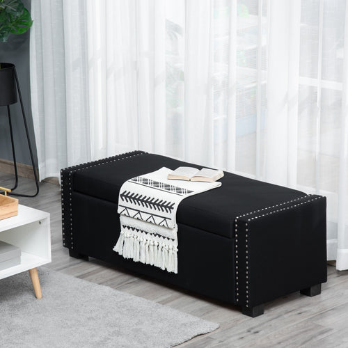 Upholstered Flip Top Storage Bench Fabric Ottoman for Bedroom, Living room, Dark Grey