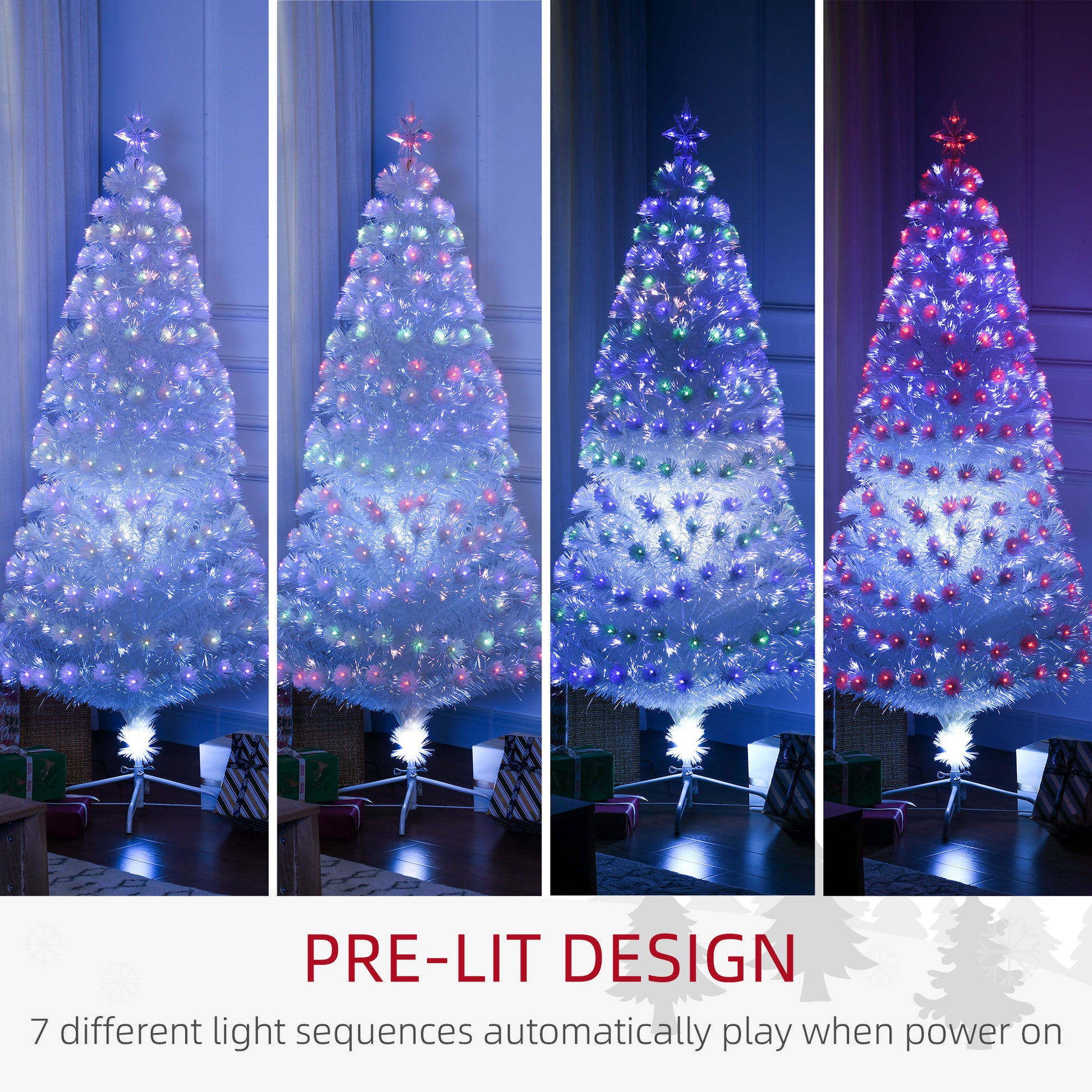 6FT Artificial Tree Multi-Colored Pre-Lit Home Christmas Decoration White Artificial Christmas Trees   at Gallery Canada