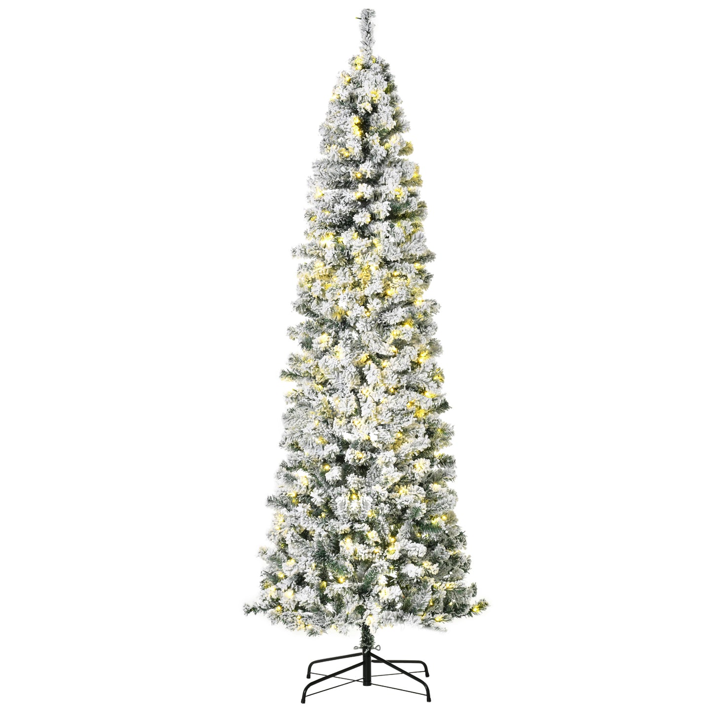 7.5 Feet Christmas Tree Prelit Artificial Snow Flocked with Warm White LED Light, Holiday Home Xmas Decoration, Green White Pre Lit Christmas Trees Multi Colour  at Gallery Canada