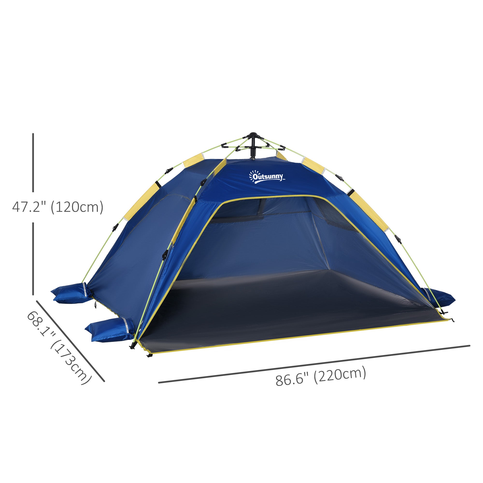 Pop Up Beach Tent for 1-2 Person, Partable Instant Sun Shelter with 2 Mesh Windows, 2 Doors, Carrying Bag, Dark Blue Camping Tents   at Gallery Canada