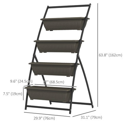 4-Tier Vertical Raised Garden Planter with 4 Boxes, Outdoor Plant Stand Grow Container for Vegetable Flowers, Brown Plant Stands   at Gallery Canada