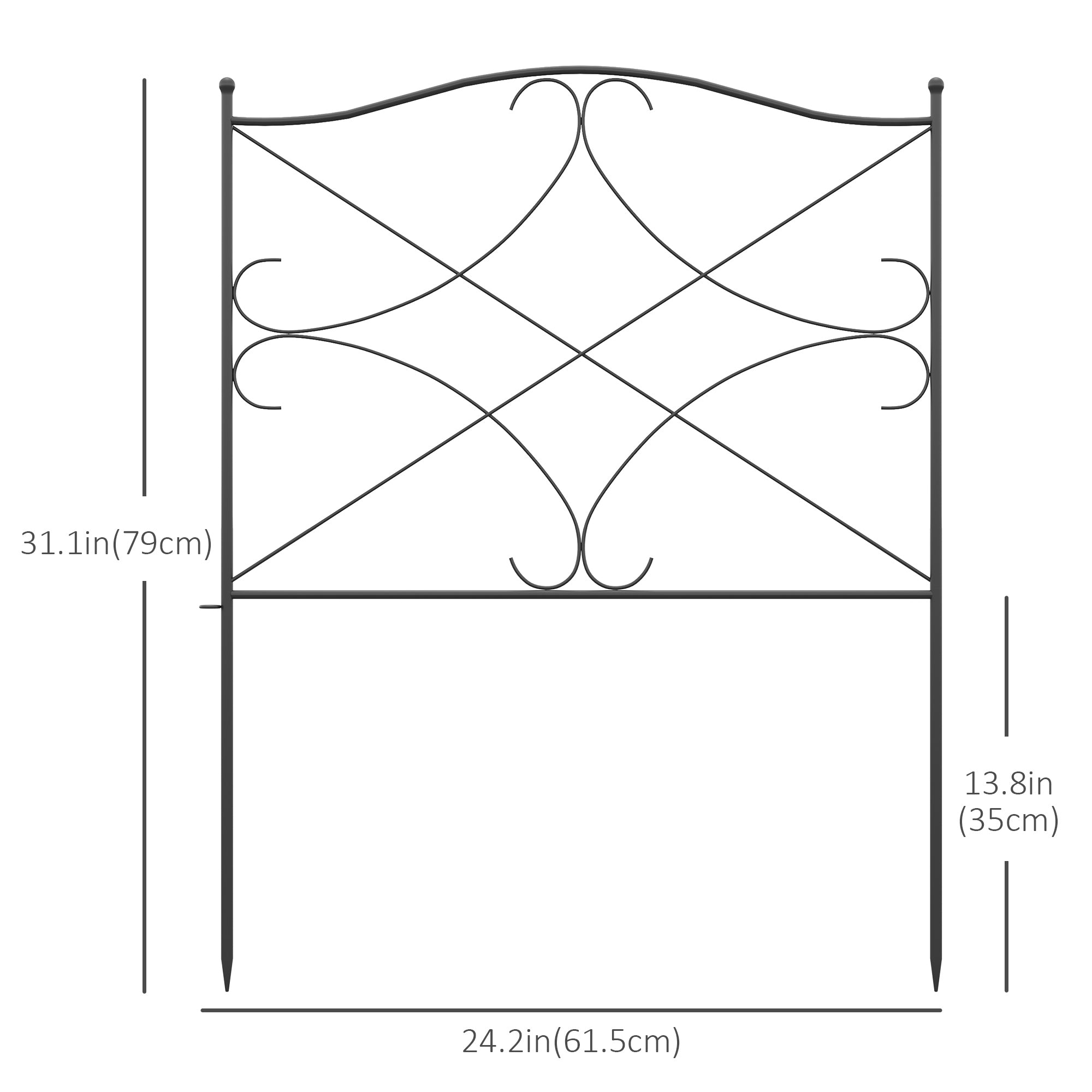 Rustproof Metal Garden Fence Panels, 10 Ft Decorative Animal Barrier, Black Garden Fences   at Gallery Canada