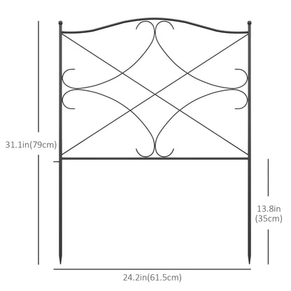 Rustproof Metal Garden Fence Panels, 10 Ft Decorative Animal Barrier, Black Garden Fences   at Gallery Canada