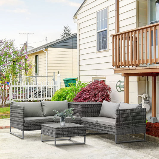 4 Piece Patio Furniture Set with Coffee Table and Corner Table for Backyard, Porch, Poolside, Balcony, Garden Patio Furniture Sets Mixed Grey  at Gallery Canada