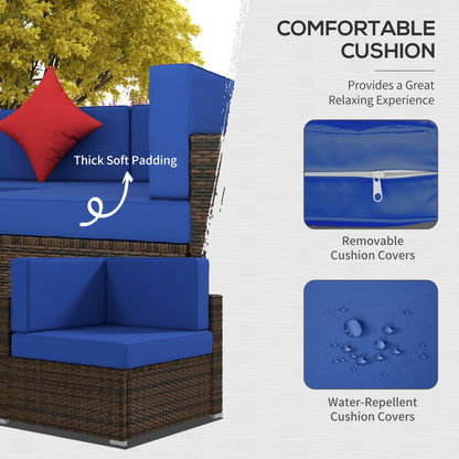 9 Pieces Wicker Patio Furniture Set with Cushion, Navy Blue Patio Furniture Sets   at Gallery Canada