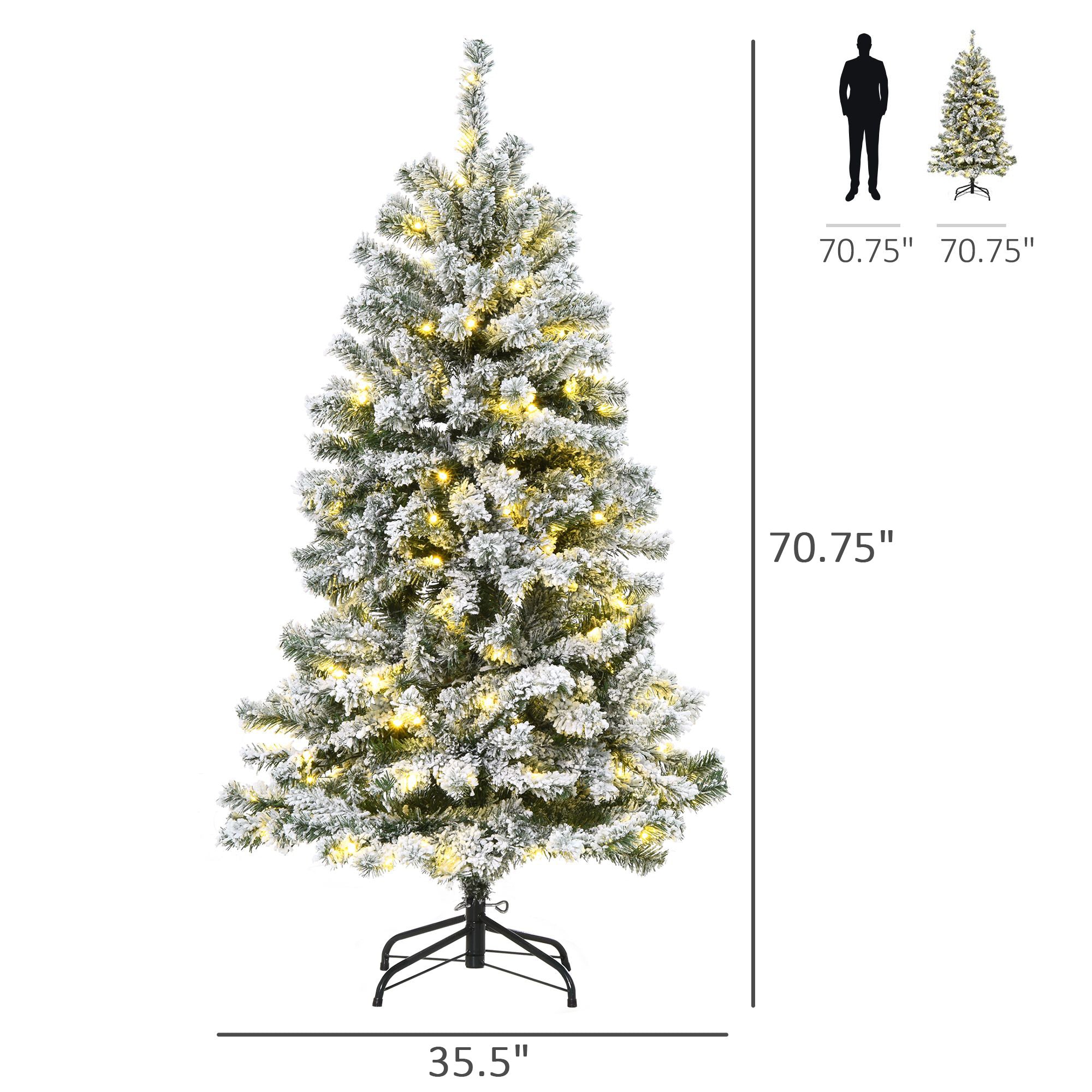 6ft Snow Flocked Artificial Tree 250 LED Light 928 Branches Christmas Season Flocked Christmas Trees Multi Colour  at Gallery Canada